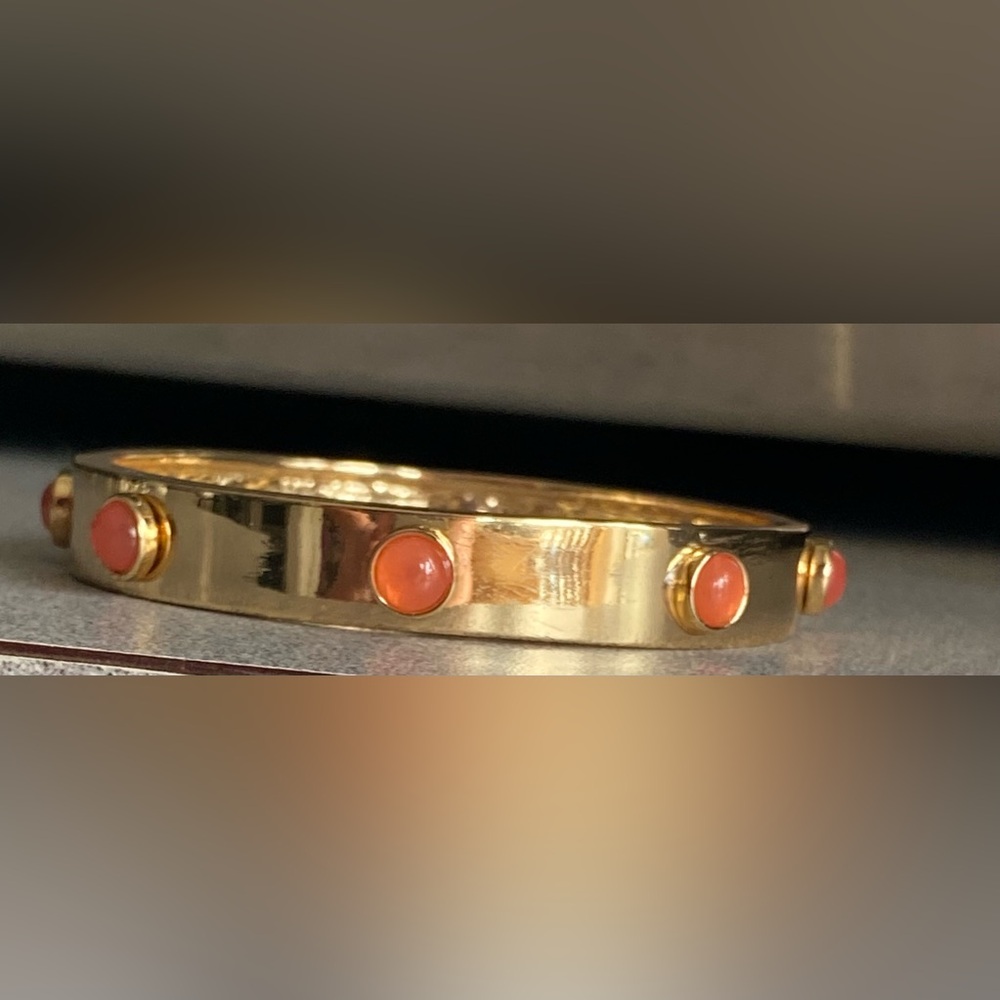 NEW GOLDTONE BANGLE BRACELET WITH COLORFUL ACCENTS - Picture 2 of 16